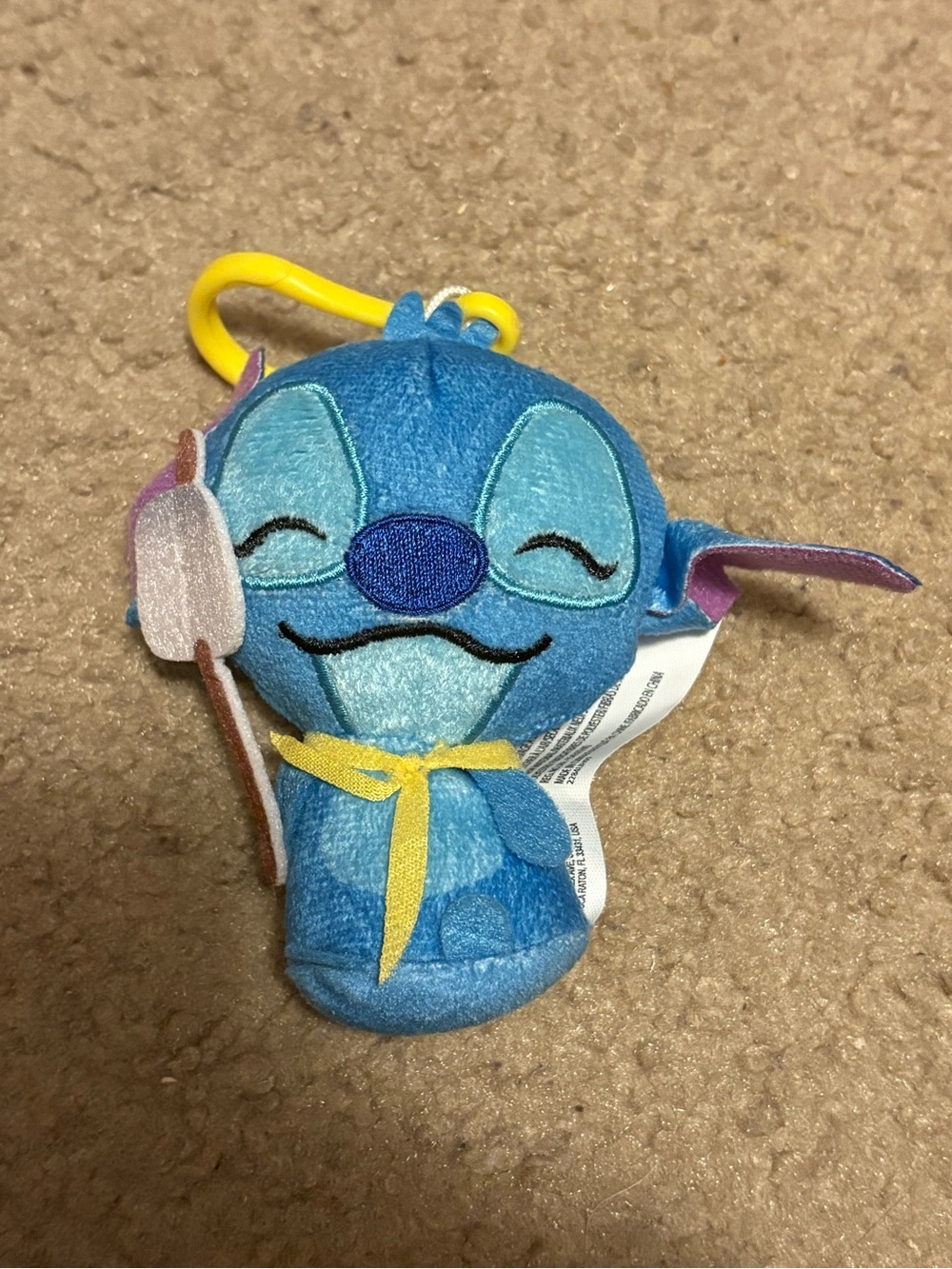 NWOT Stitch roasting a marshmallow plushie keychain